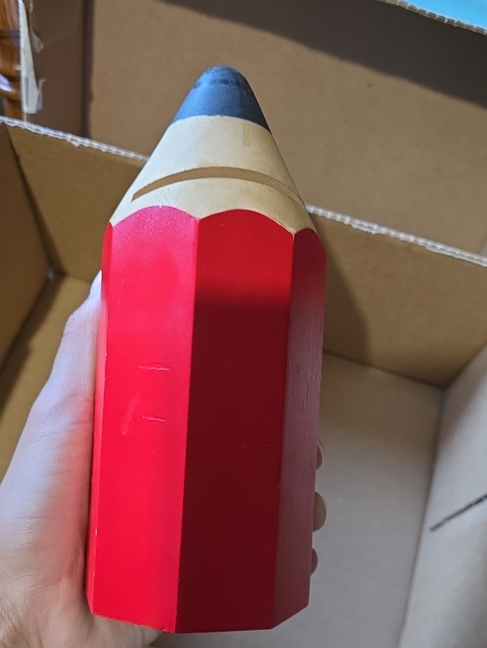 Novelty Vintage Giant Pencil Piggy Bank - Red Wooden Pencil
